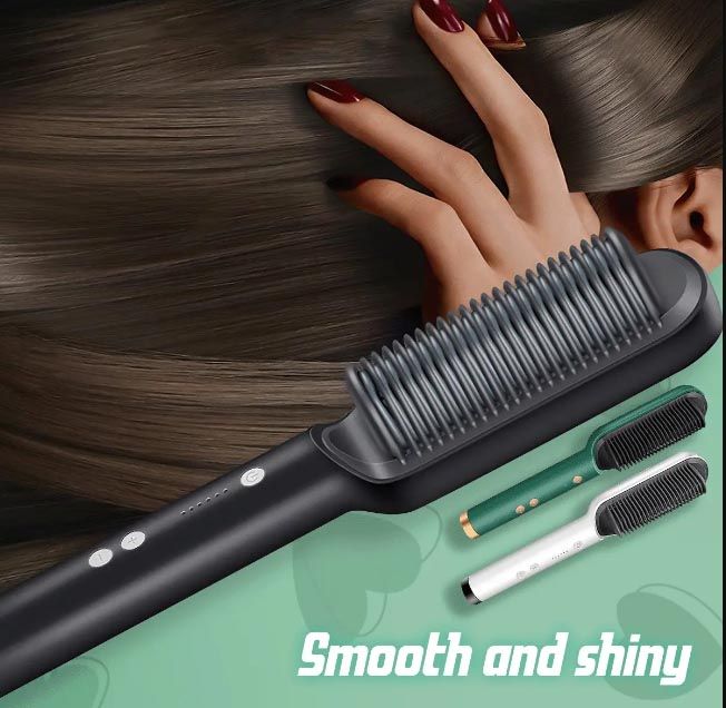 Electric Straightening Hair Brush Straightener Curler Heating Styling Comb