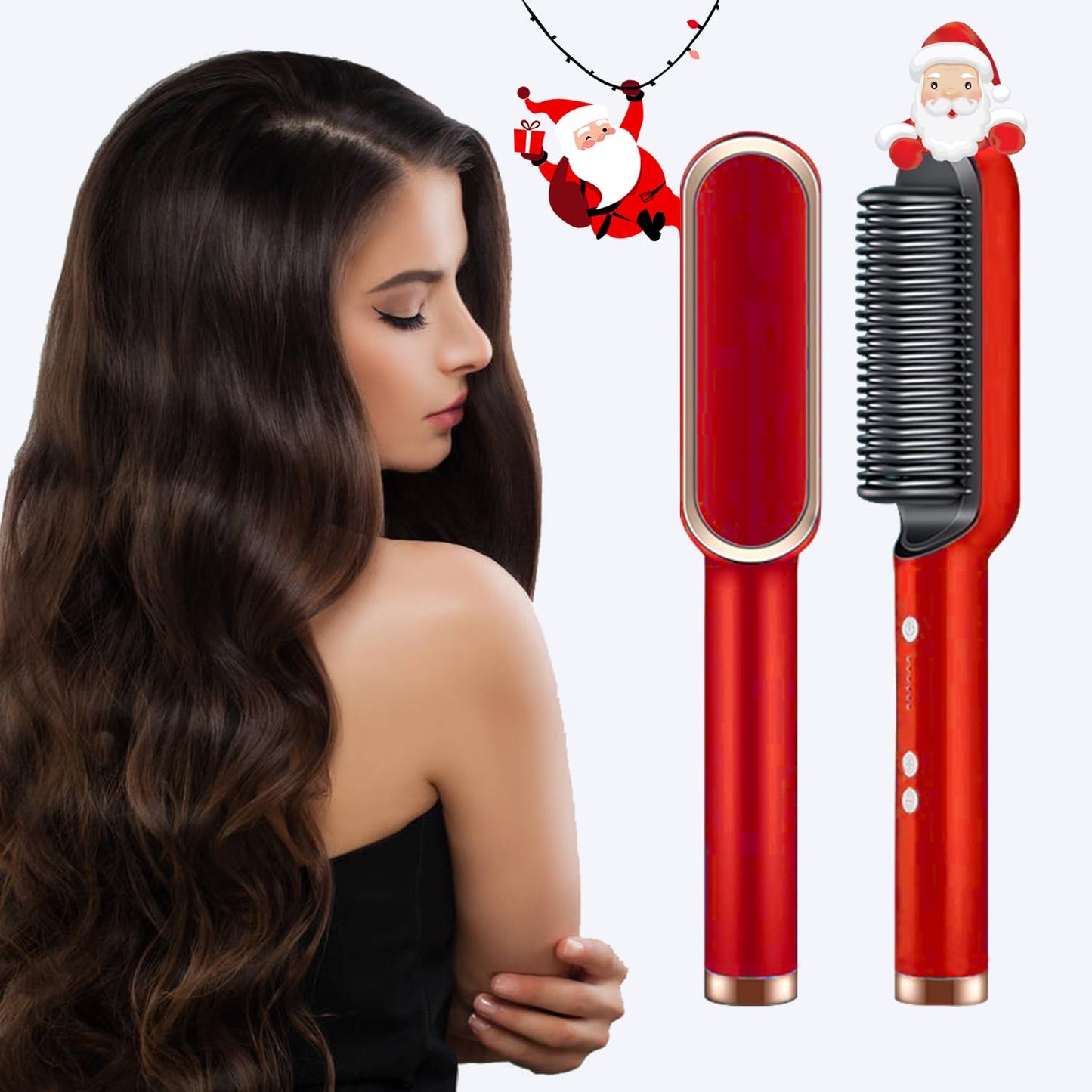 Electric Straightening Hair Brush Straightener Curler Heating Styling Comb