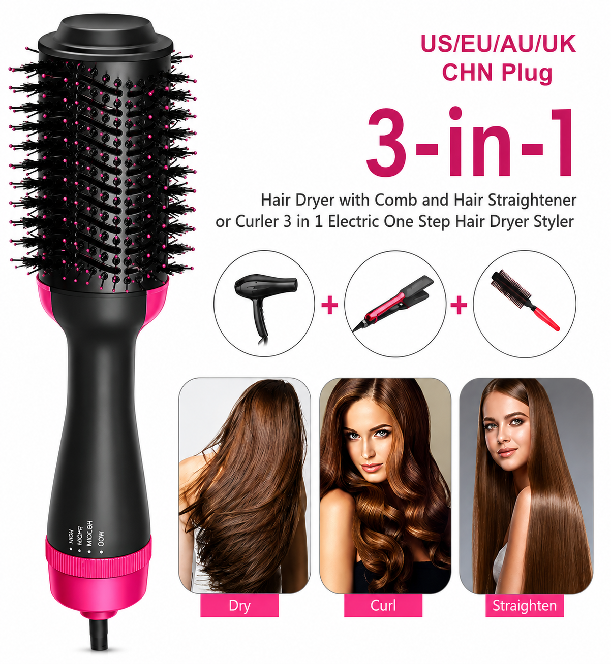 One Step 3 in 1 Hair Dryer & Styler | Hair Dryer Brush | Hot Air Brush | Hair Volumizer