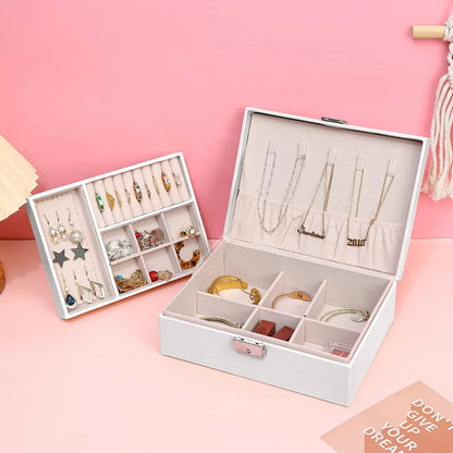 Large Jewellery Organizer Box for Women – PU Leather Storage Case with Lock – Classic Style – All Season
