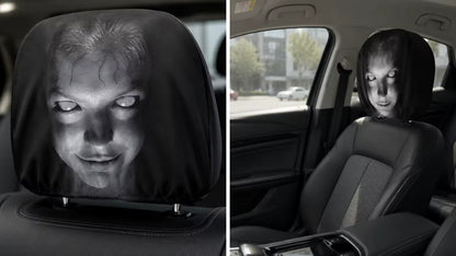 Car Headrest Cover, 4PCS Scary Head Rest Cover for Car, Seat Headrest Protector
