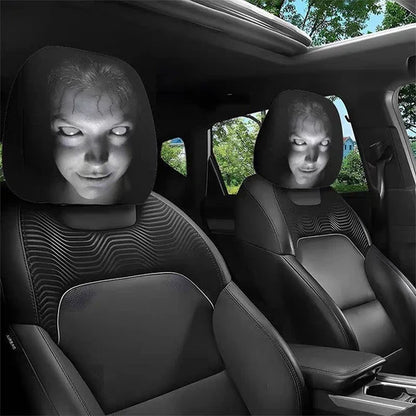 Car Headrest Cover, 4PCS Scary Head Rest Cover for Car, Seat Headrest Protector